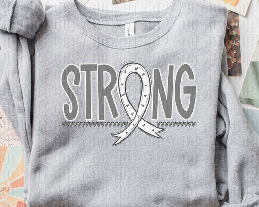 Strong Awareness Ribbon Pearl White DTF Transfer