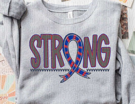 Strong Awareness Ribbon Red Royal Blue DTF Transfer