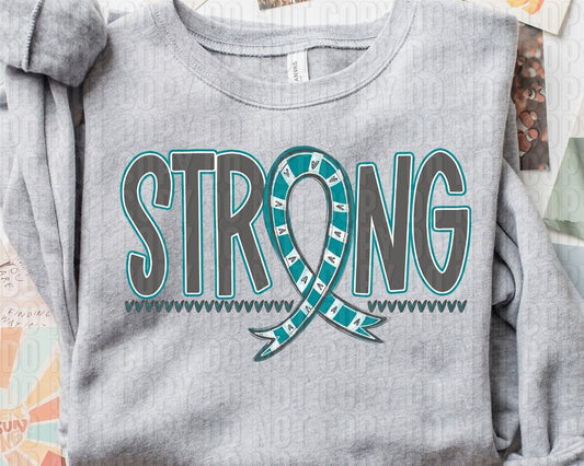 Strong Awareness Ribbon Teal DTF Transfer