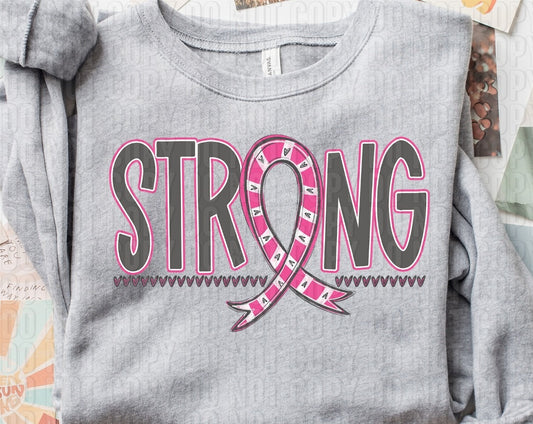 Strong Awareness Ribbon Pink DTF Transfer