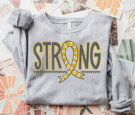 Strong Awareness Ribbon Gold DTF Transfer