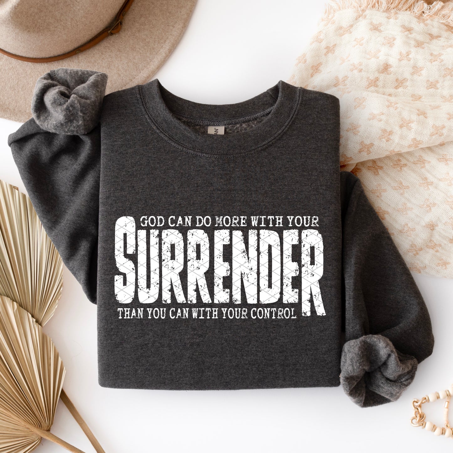Surrender White Font DTF Transfer