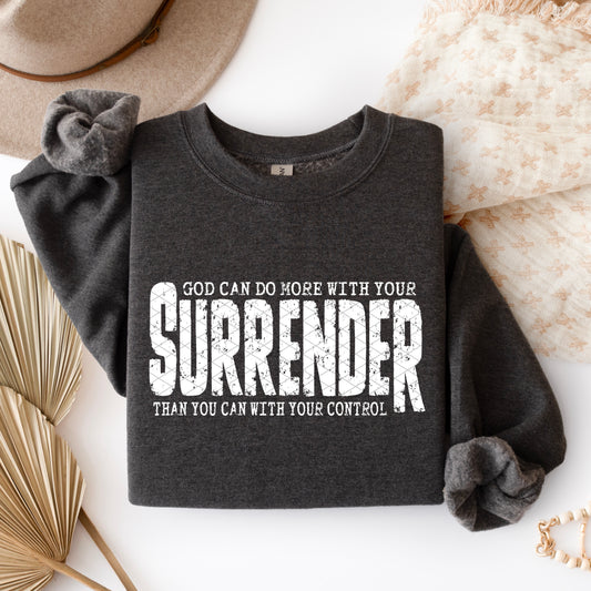 Surrender White Font DTF Transfer