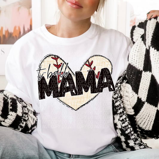 T-Ball Mama Heart DTF Transfer