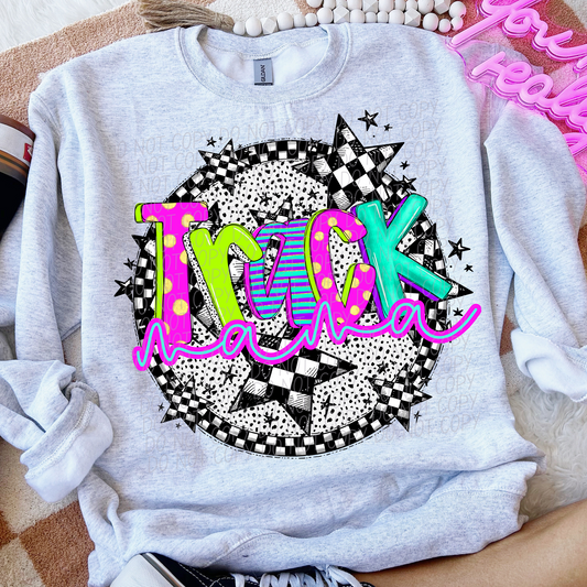 Track Mama Neon Checker DTF Transfer