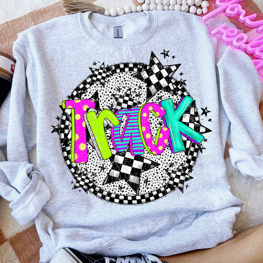 Track Neon Checker DTF Transfer
