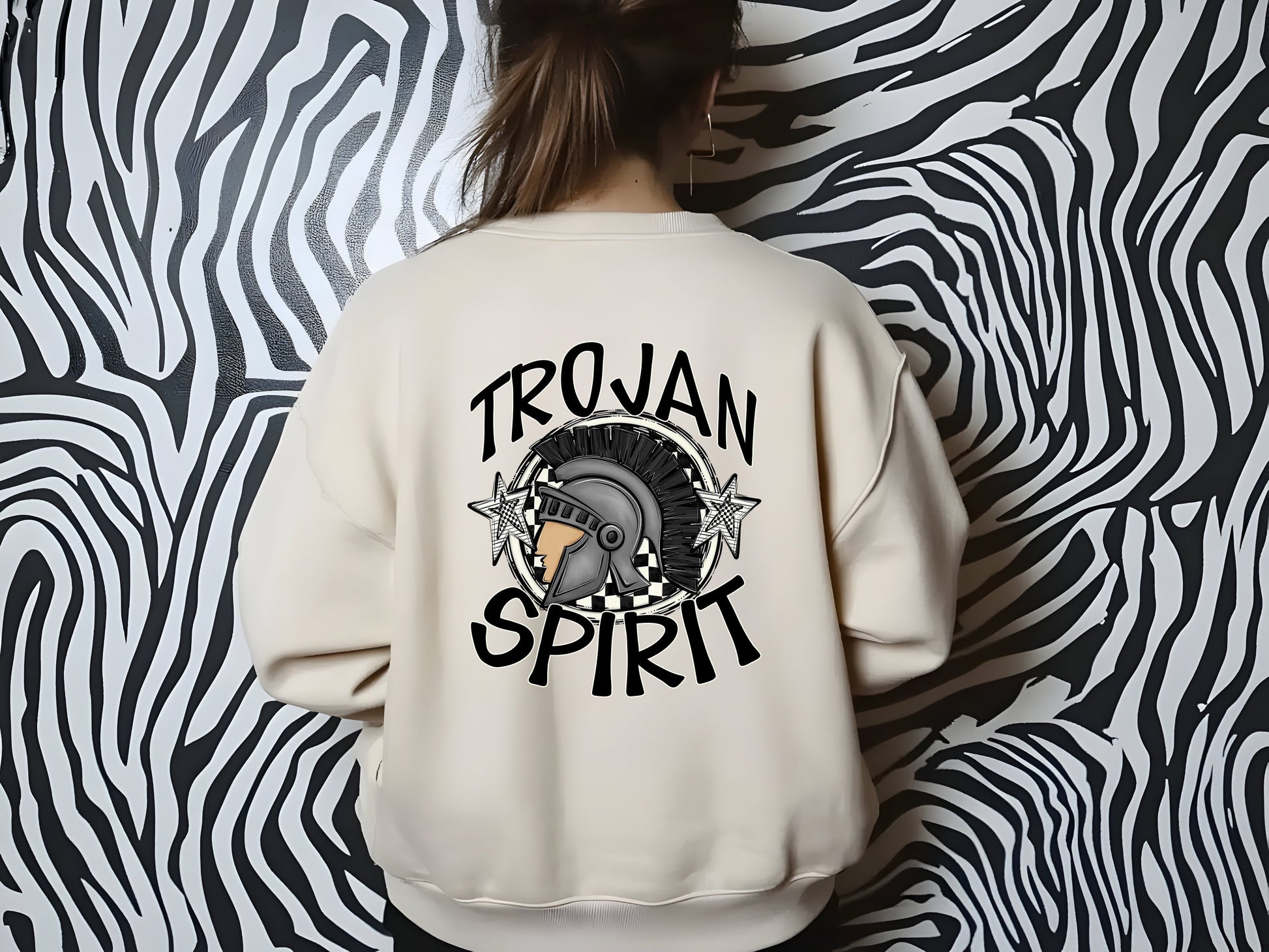 TROJAN MASCOT SPIRIT CHECKER CIRCLE SAG DTF Transfer