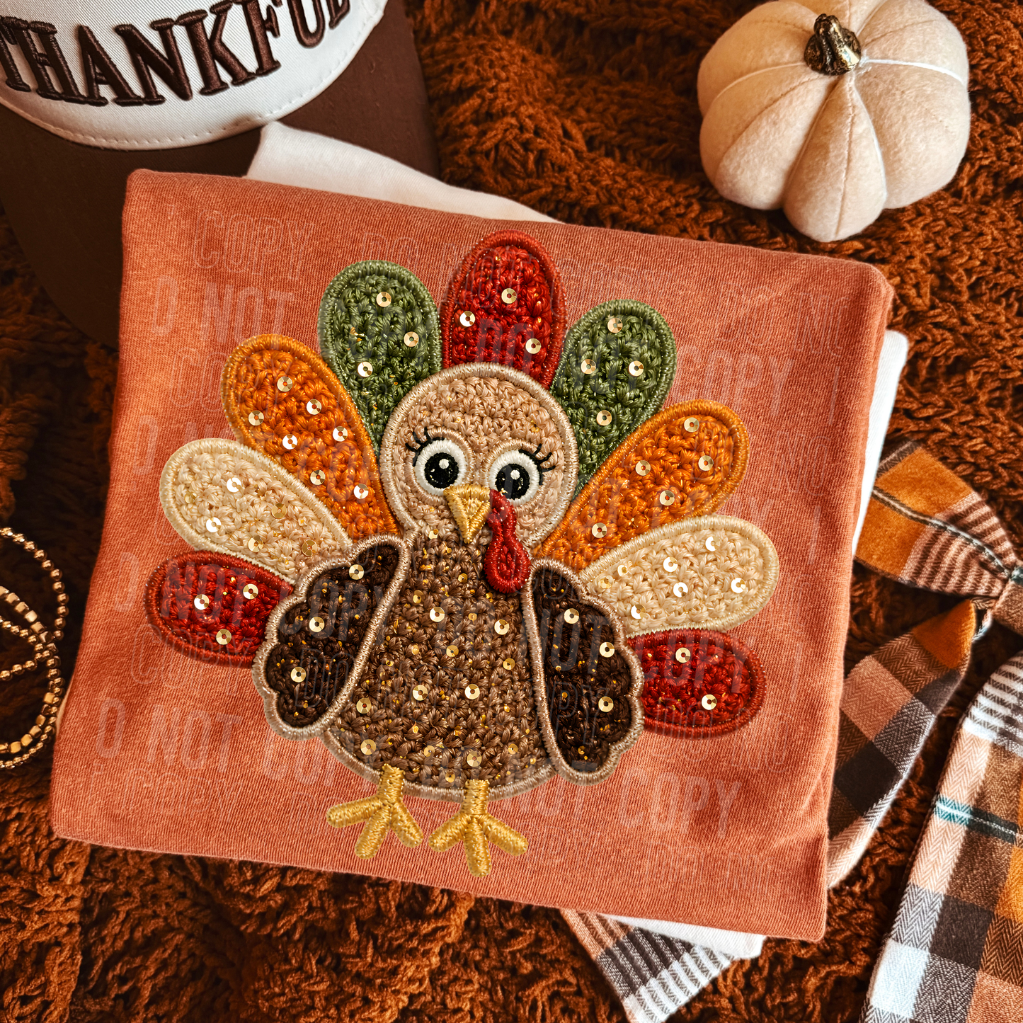 Turkey Faux Embroidery DTF Transfer