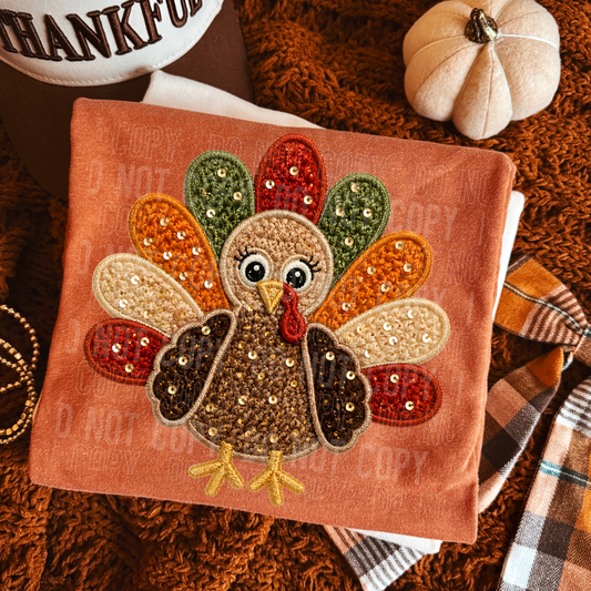 Turkey Faux Embroidery DTF Transfer