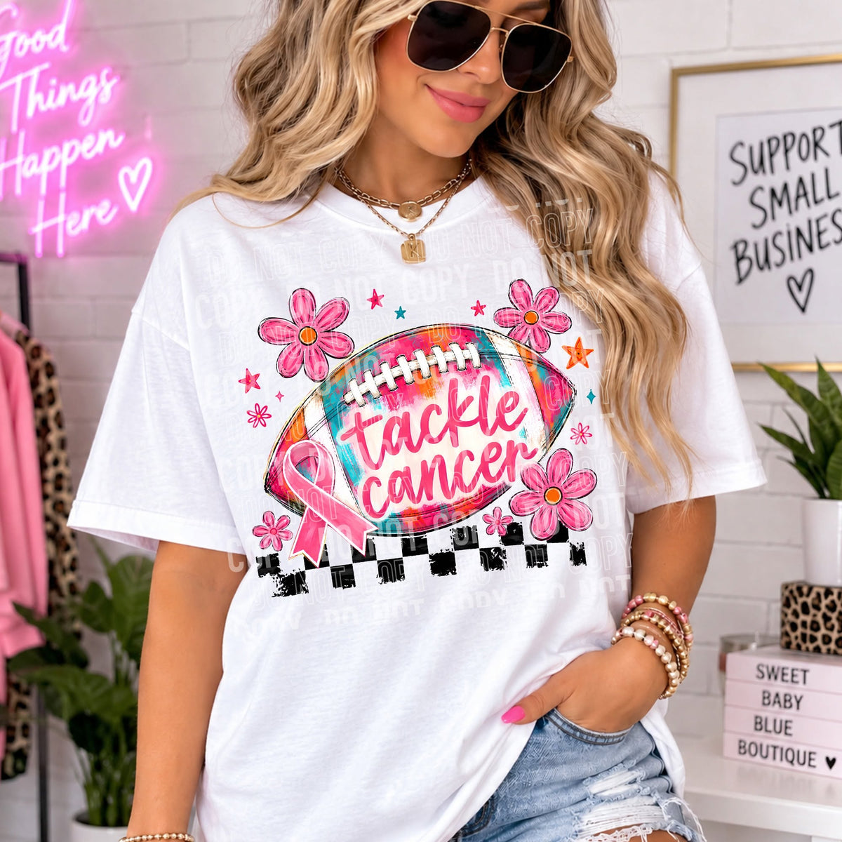 Tackle Cancer Floral DTF Transfer