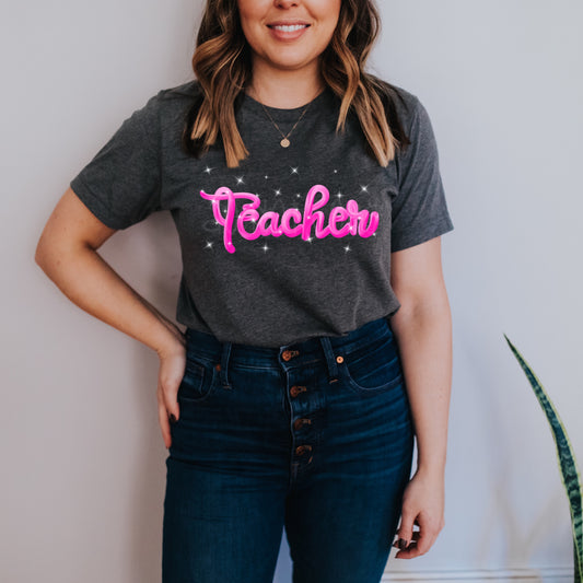 Teacher Pink Fun Word DTF Transfer