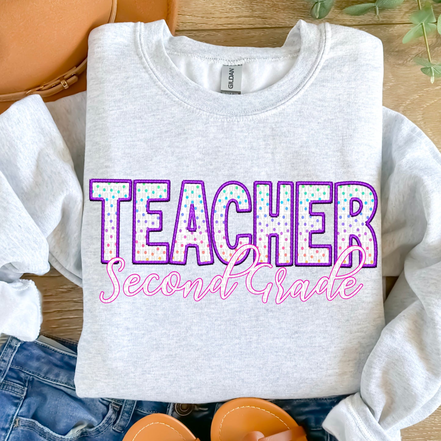 Teacher 2nd Grade Faux DTF Transfer