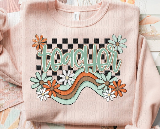 Teacher Boho Wavy DTF Transfer