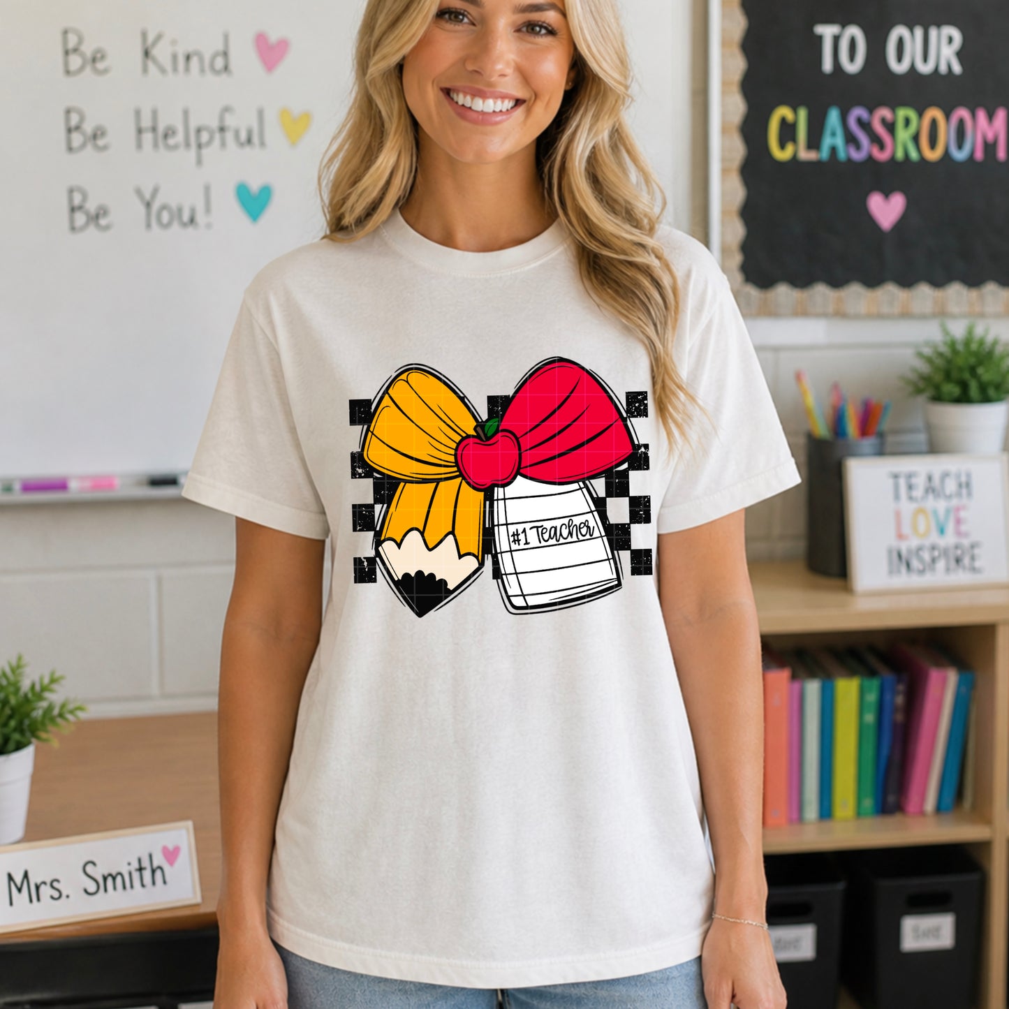 #1 Teacher Bow DTF Transfer