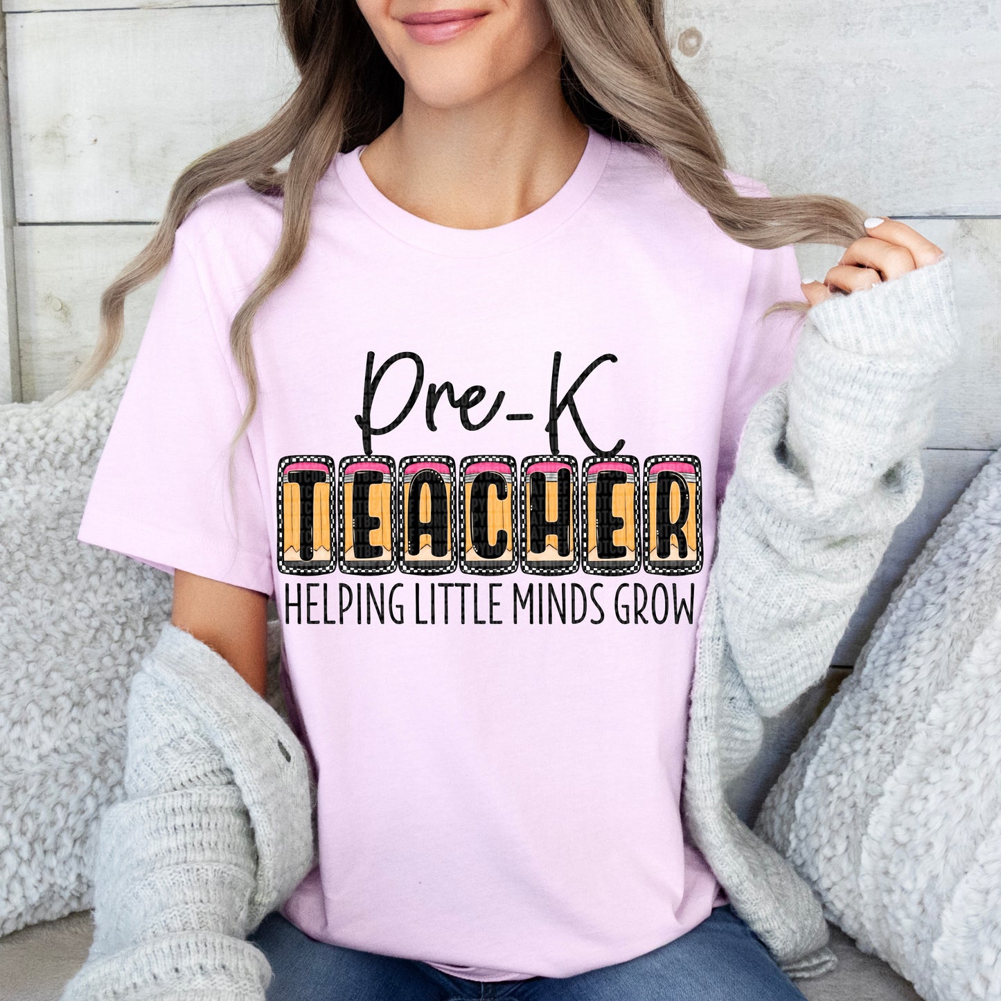 Pre-K Teacher Boxy Checkered DTF Transfer