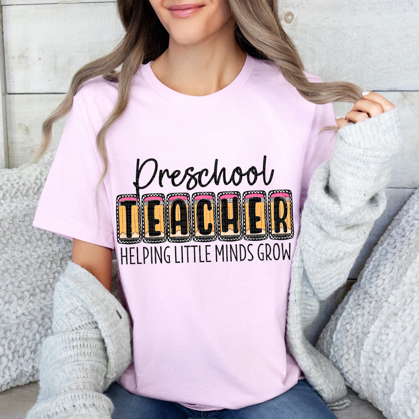 Pre-School Teacher Boxy Checkered DTF Transfer