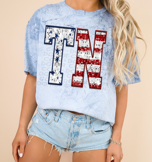 TN Patriotic Sequined Faux State DTF Transfer