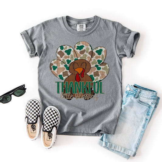 Thankful Little Blessing Camo Turkey DTF Transfer