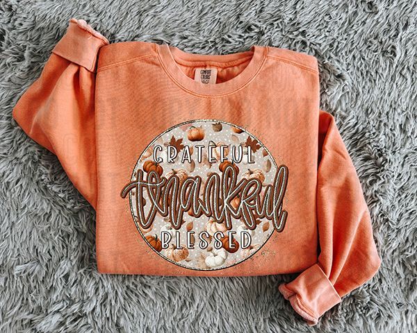 Preppy Thankful Circle DTF Transfer