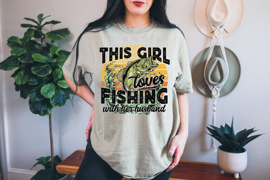 This Girl Loves Fishing With Her Husband Colorful DTF Transfer