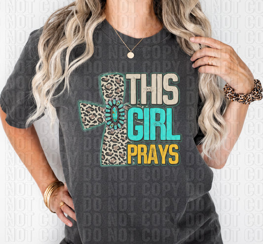 This Girl Prays Leopard Cross DTF Transfer