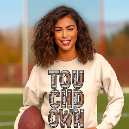 Touchdown Football Faux Embroidery DTF Transfer