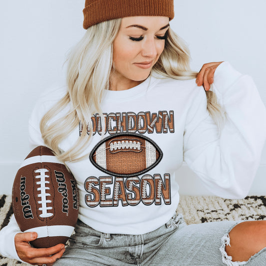 Touchdown Season Football Faux Embroidery DTF Transfer