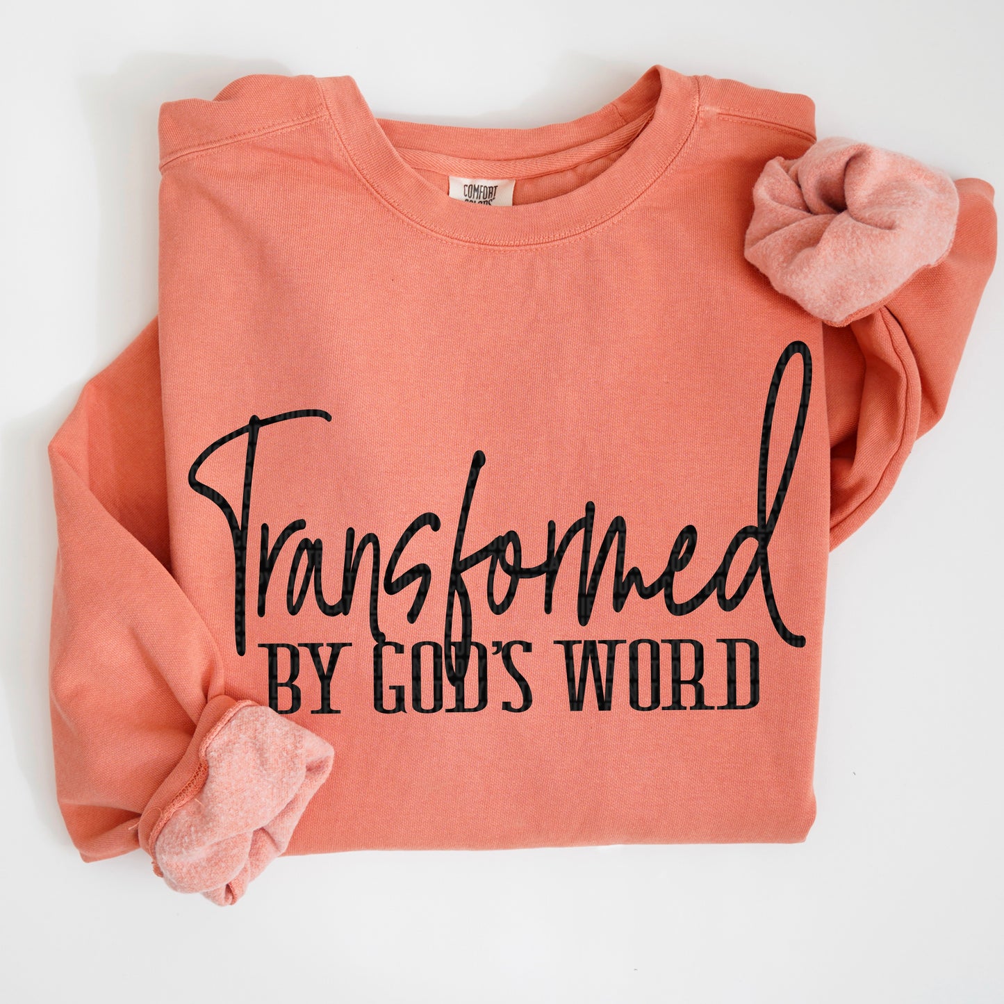 Transformed By God's Word Black Font DTF Transfer