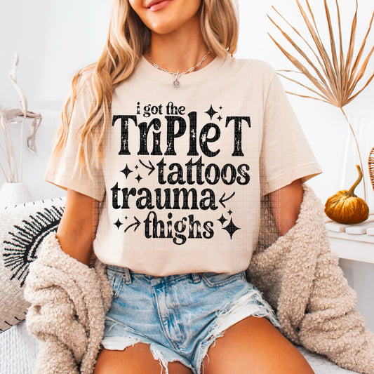 Triple T Black Font DTF Transfer