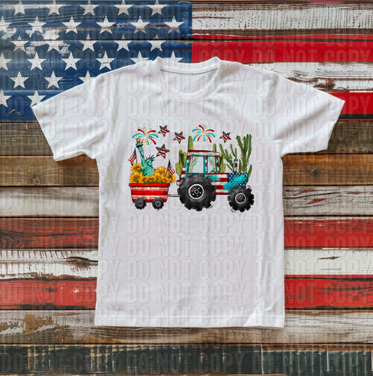 USA Fourth Of July Tractor DTF Transfer