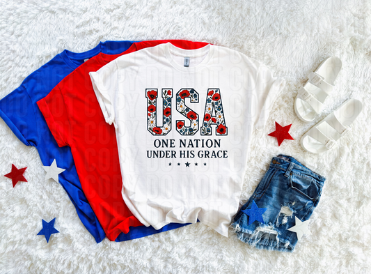USA One Nation Under His Grace DTF Transfer
