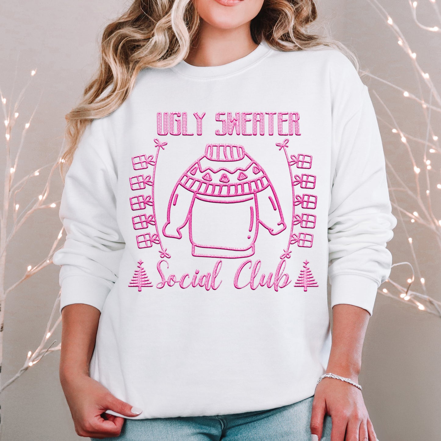 Ugly Sweater Social Club Pink DTF Transfer