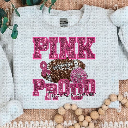 Pink and Proud Terriers Sequined Faux DTF Transfer