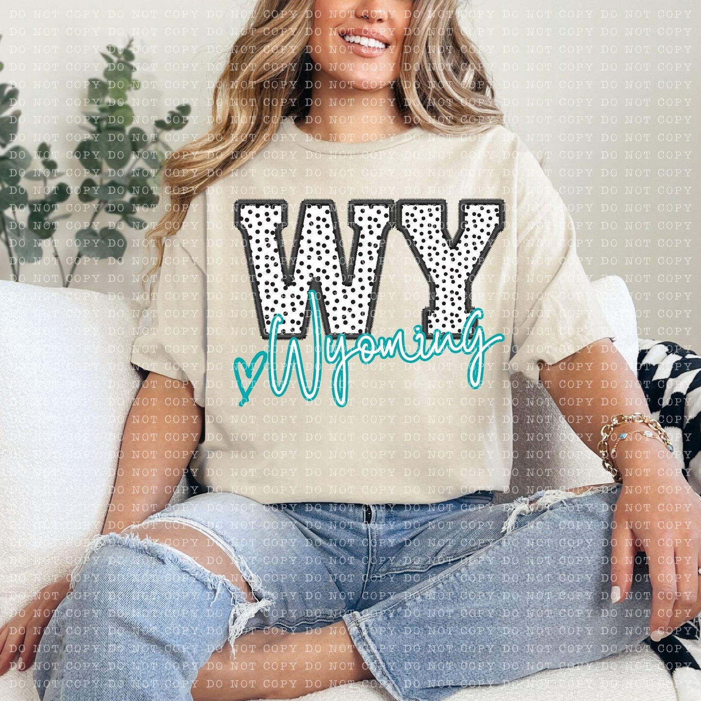 WY Dotted State Embroidery Faux DTF Transfer