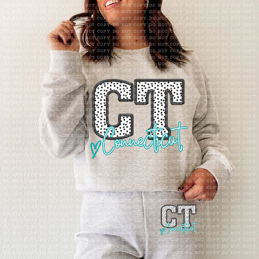 CT Dotted State Embroidery Faux DTF Transfer