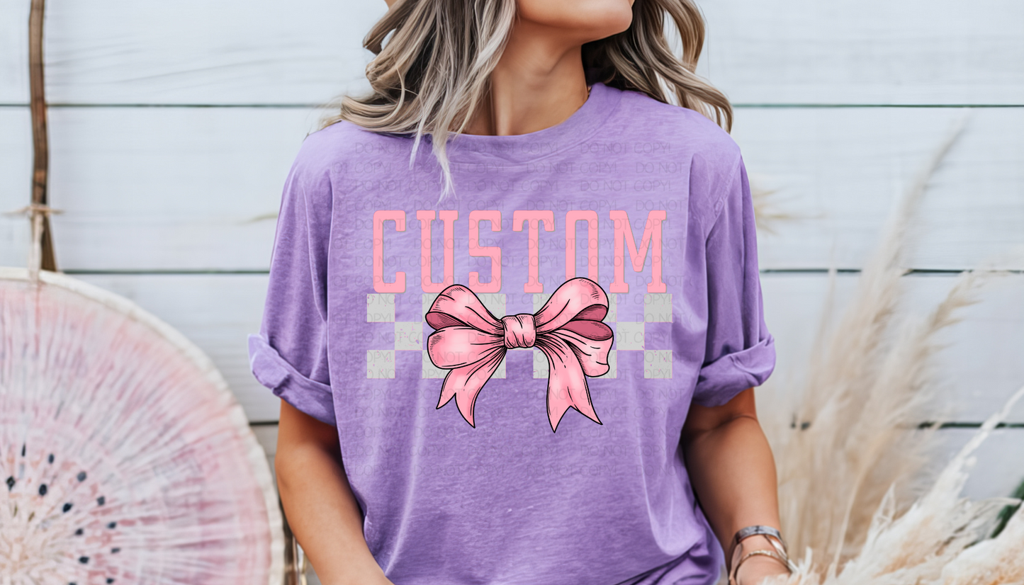 Custom Bow Coquette/Checkered Personalized DTF Transfer