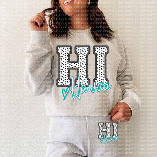 HI Dotted State Embroidery Faux DTF Transfer