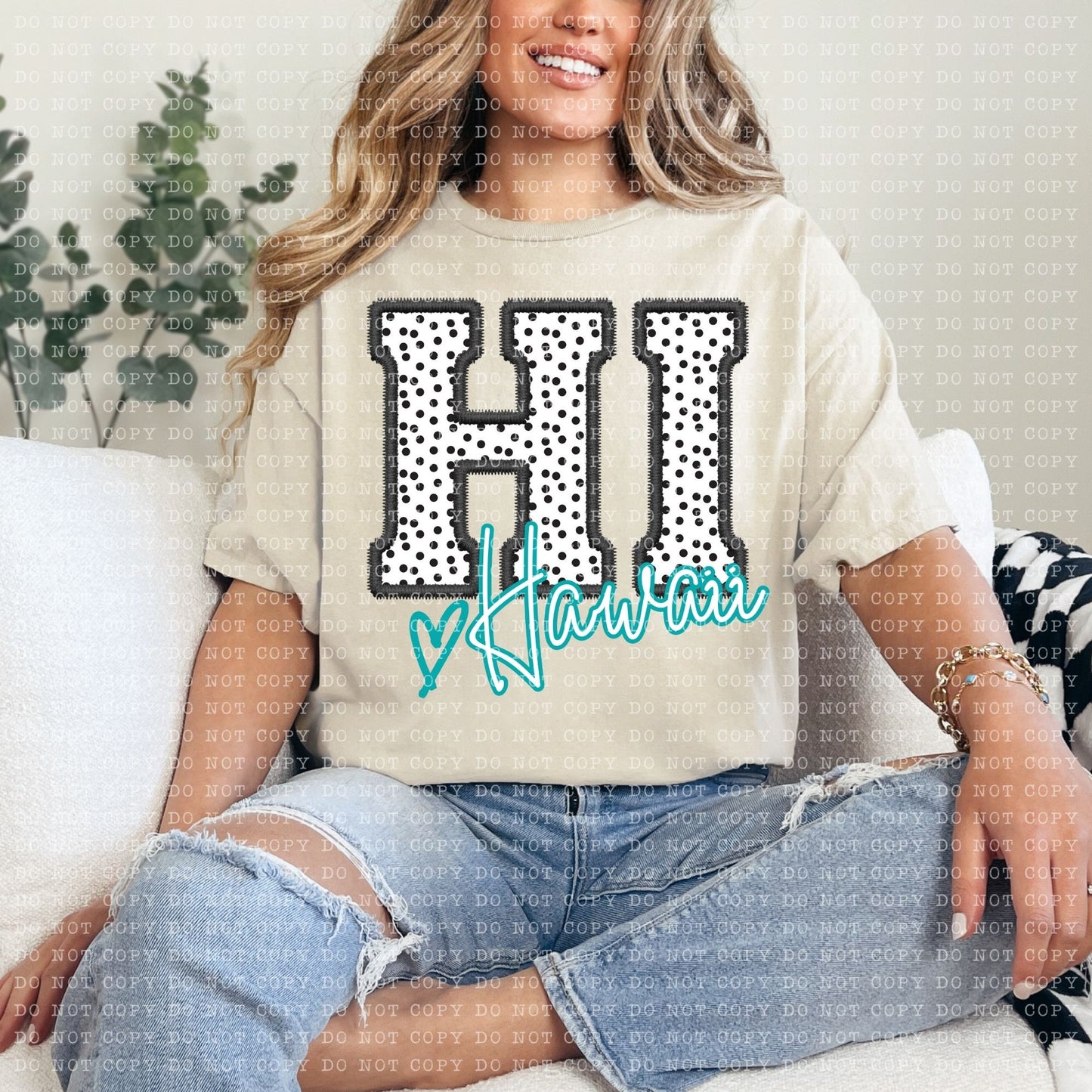 HI Dotted State Embroidery Faux DTF Transfer