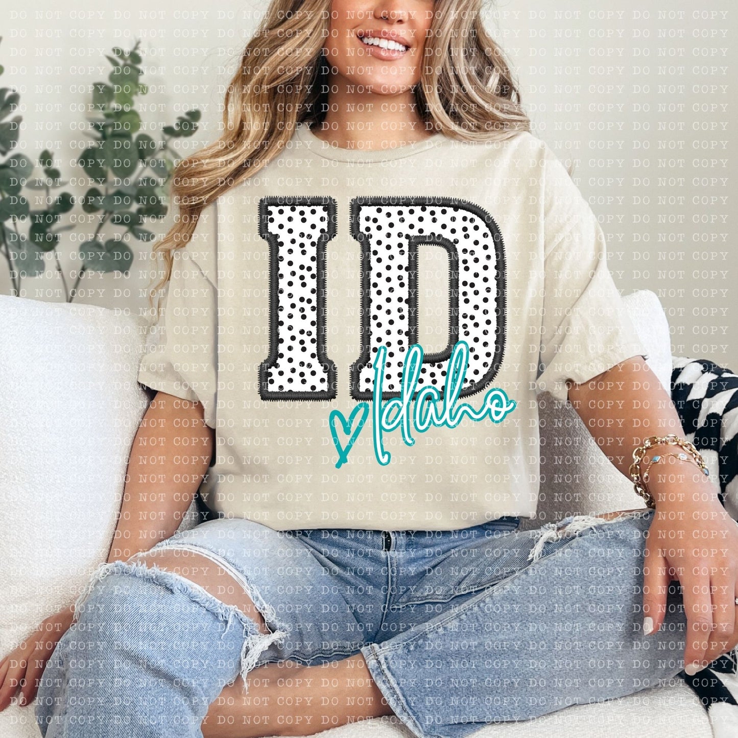 ID Dotted State Embroidery Faux DTF Transfer