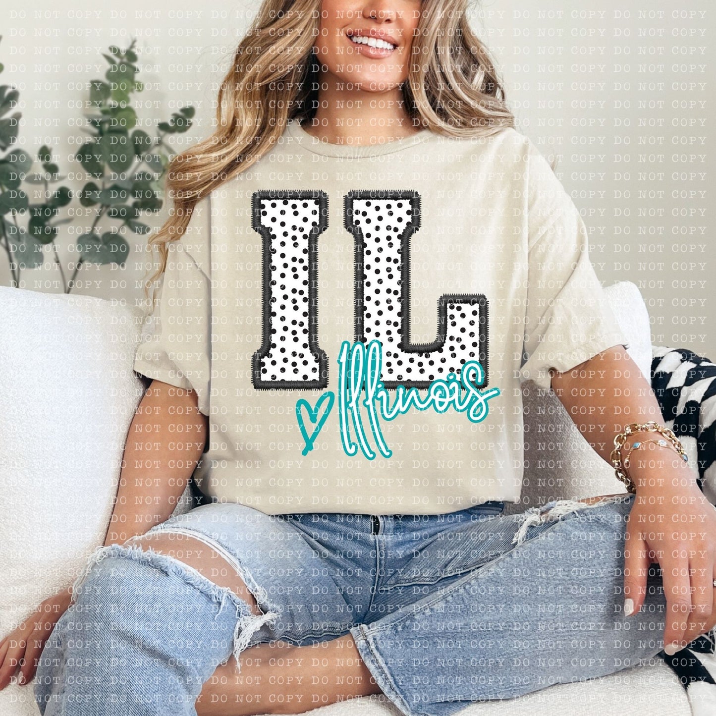 IL Dotted State Embroidery Faux DTF Transfer