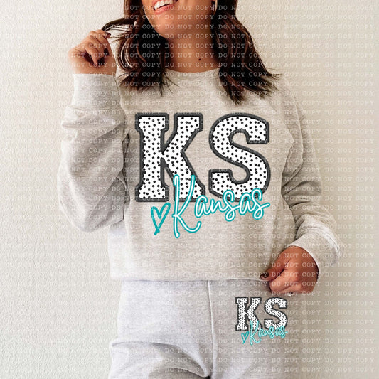 KS Dotted State Embroidery Faux DTF Transfer