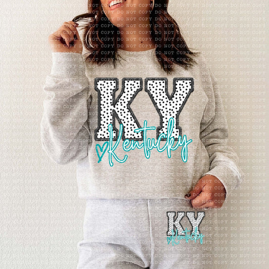 KY Dotted State Embroidery Faux DTF Transfer