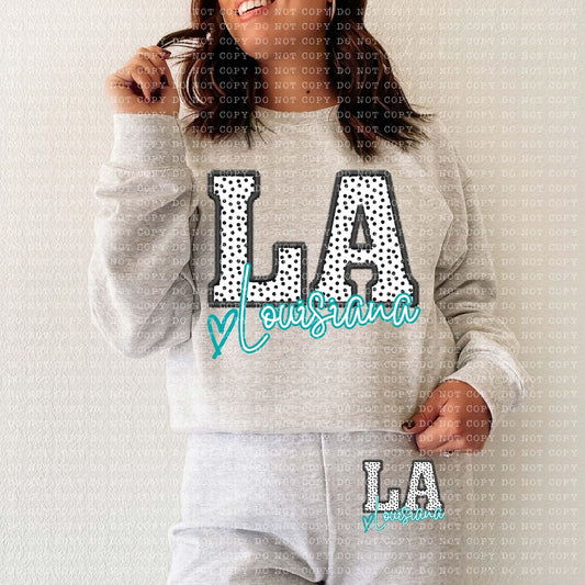 LA Dotted State Embroidery Faux DTF Transfer