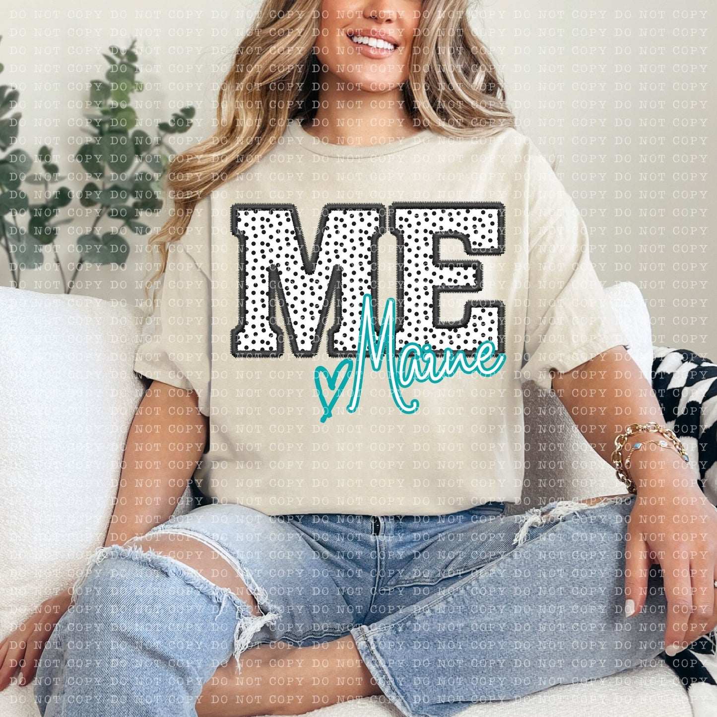 ME Dotted State Embroidery Faux DTF Transfer