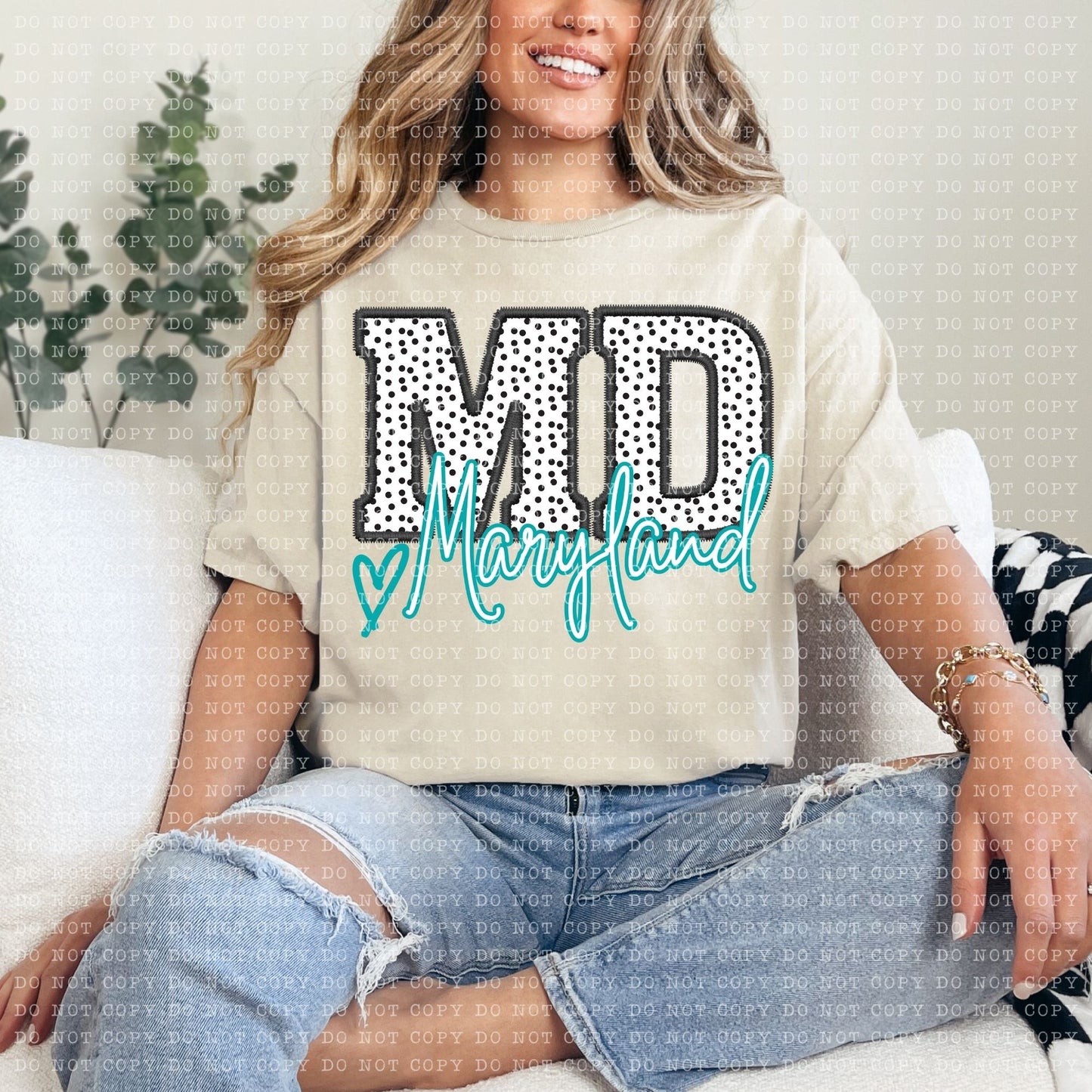MD Dotted State Embroidery Faux DTF Transfer