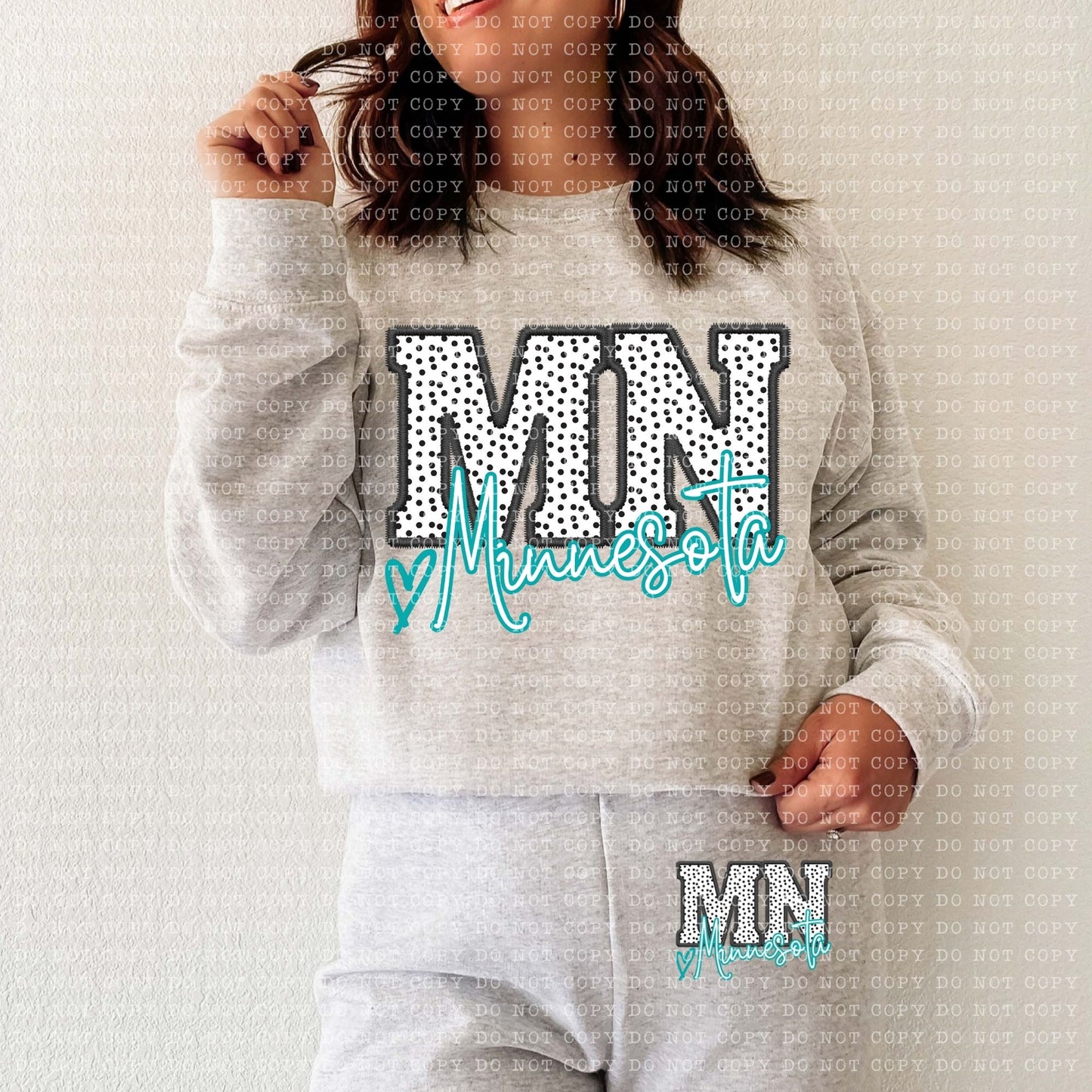 MN Dotted State Embroidery Faux DTF Transfer