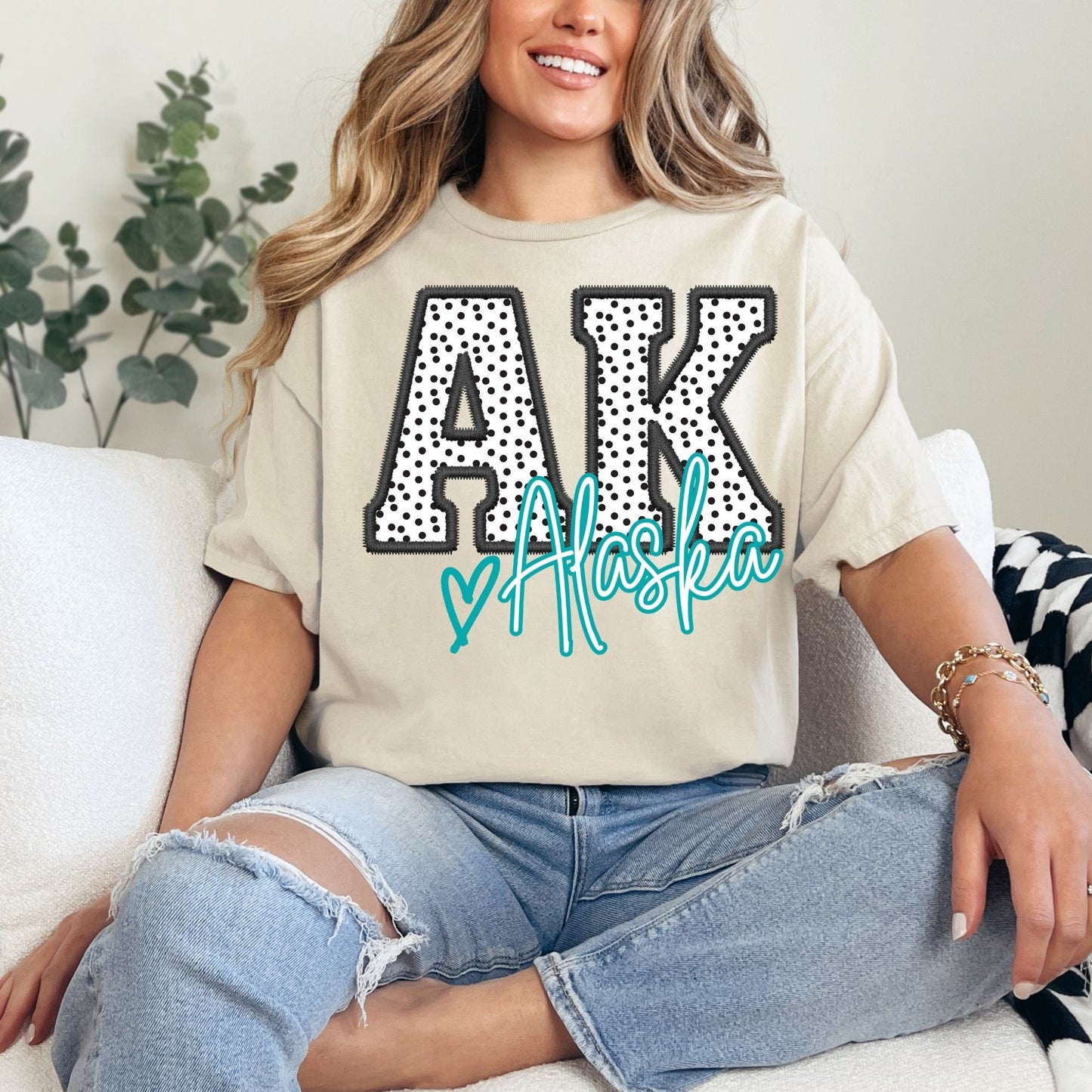 AK Dotted State Embroidery Faux DTF Transfer
