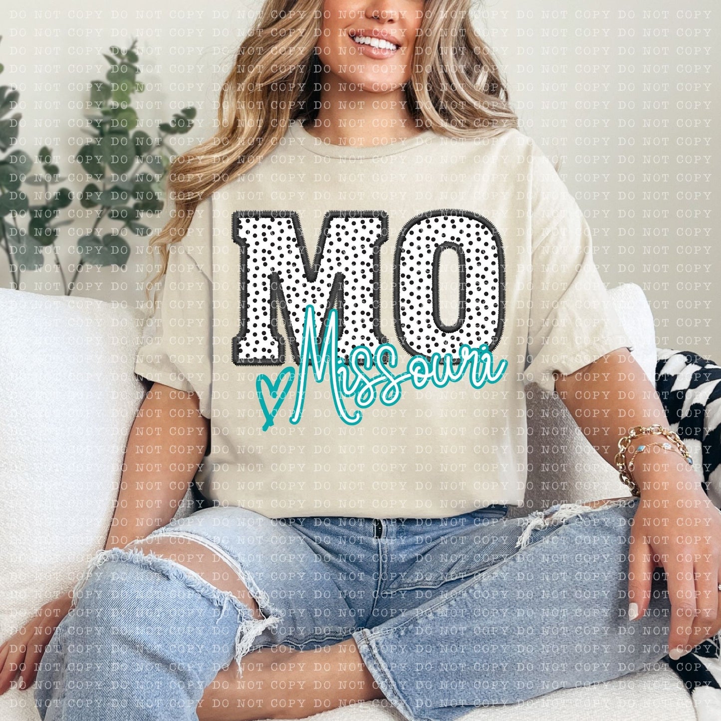 MO Dotted State Embroidery Faux DTF Transfer