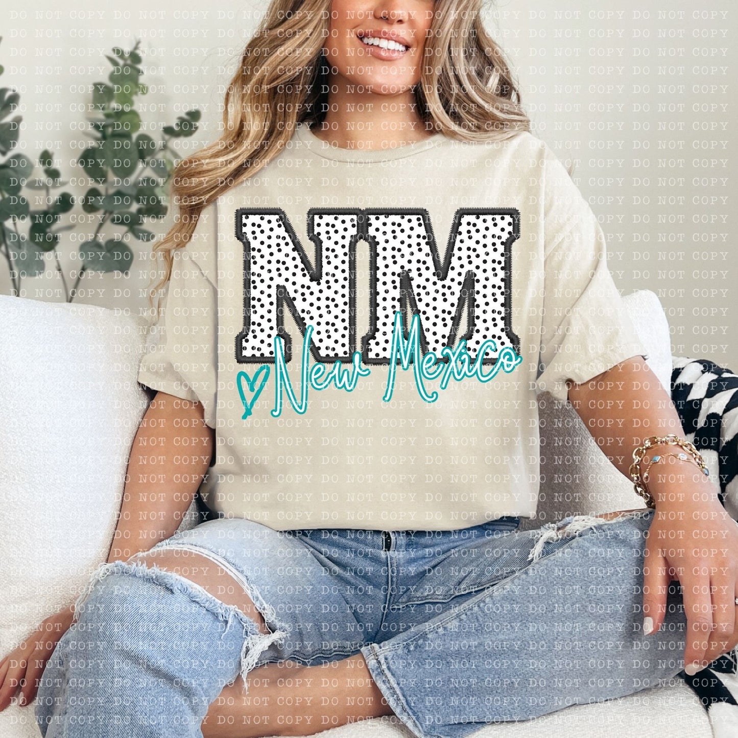 NM Dotted State Embroidery Faux DTF Transfer