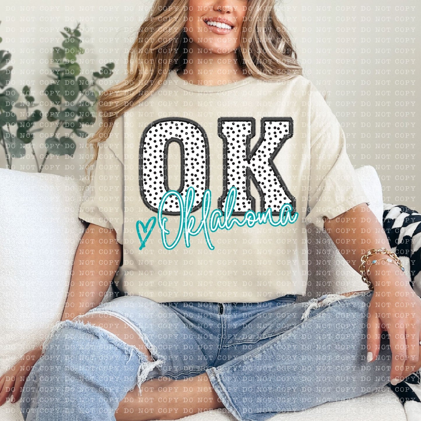 OK Dotted State Embroidery Faux DTF Transfer